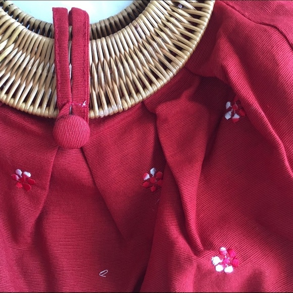 NWT Handmade Embroidered Bag w/ Bamboo Handle - Picture 3 of 4